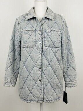 NWT Marc New York Quilted Acid Wash Denim Jacket Shacket - Size Medium